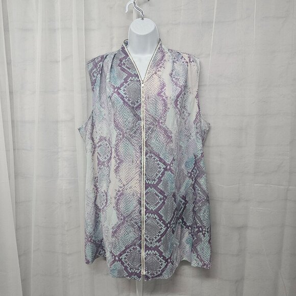 Mynt 1792 Purple Blue Snakeskin Zip Tank Tribal Boho Tunic 3X - Picture 1 of 11